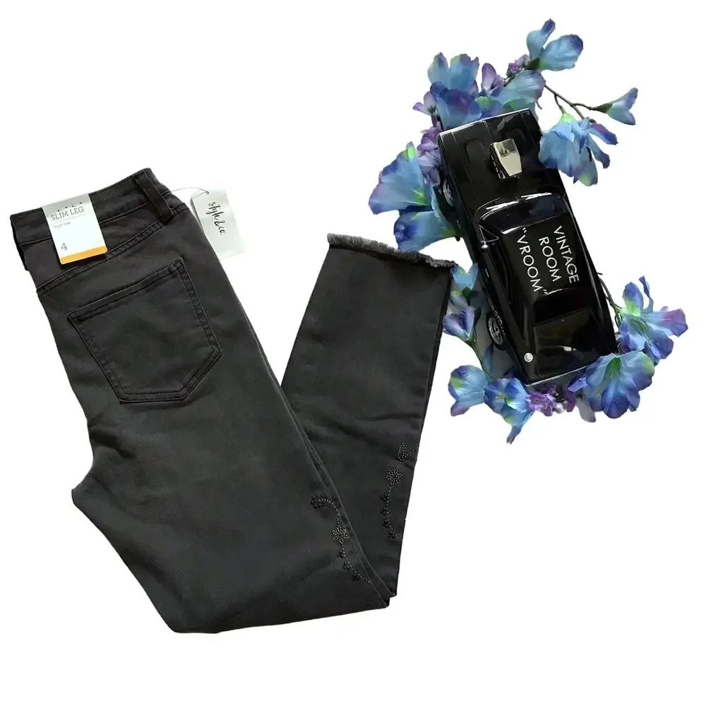 Style & Co. NWT Dark Grey Slim Leg Jeans Women 4